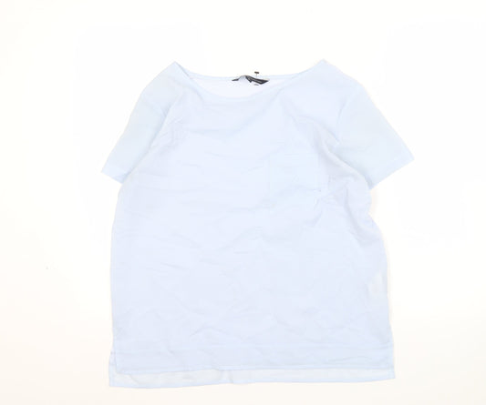 French Connection Women's Blue Boat Neck T-Shirt M