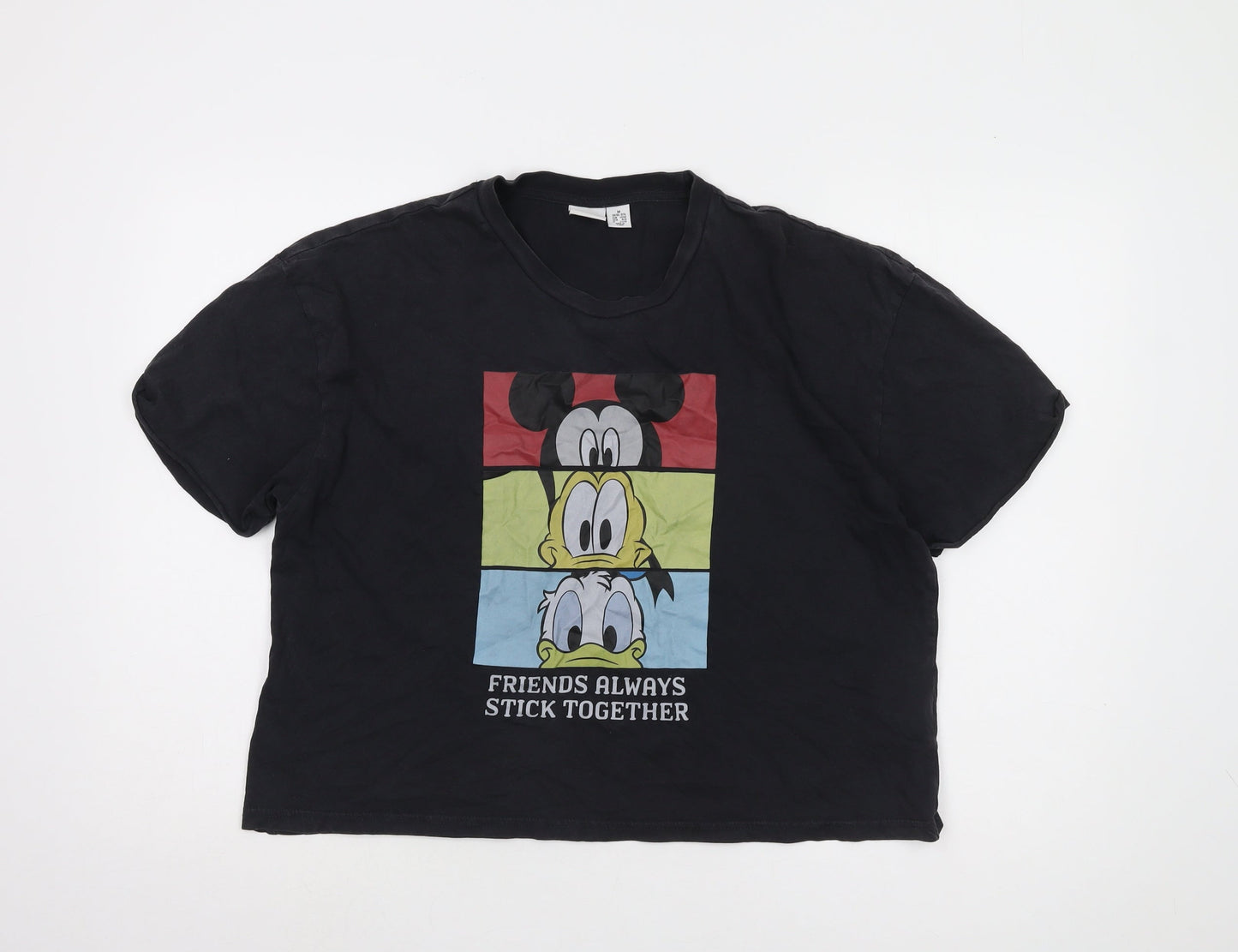 Disney Black Cartoon Cropped T-Shirt Unisex M