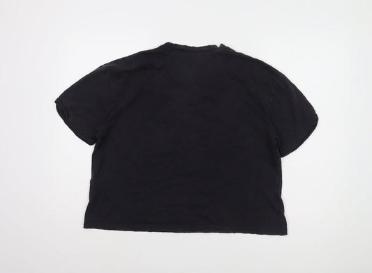 Disney Black Cartoon Cropped T-Shirt Unisex M