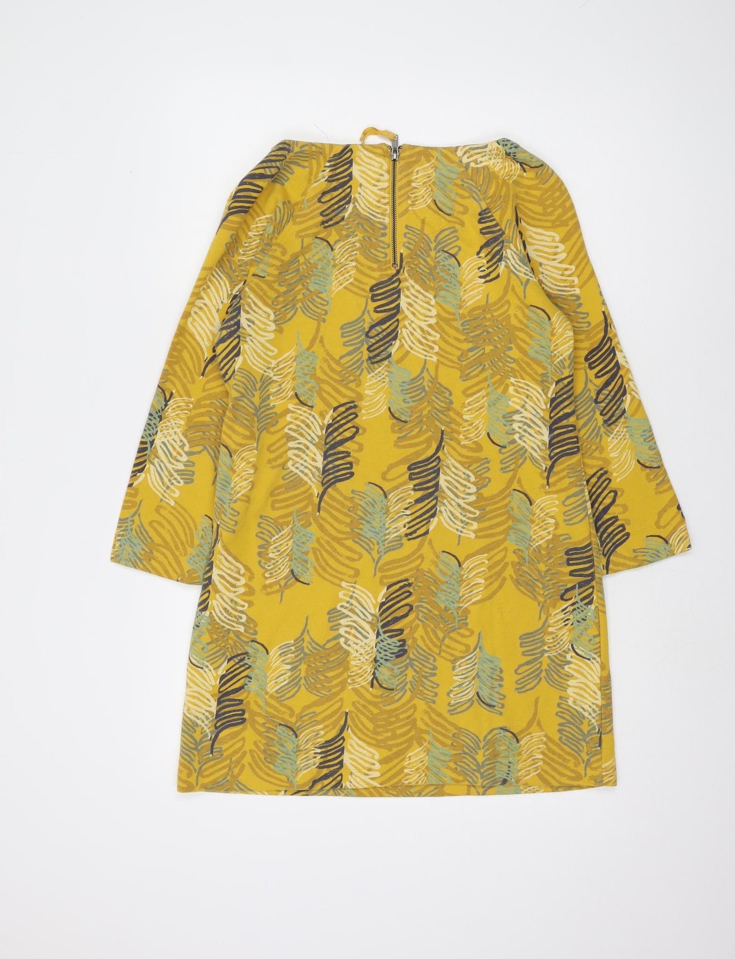 White Stuff Yellow Geometric Boat Neck 3/4 Sleeve Top