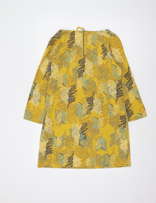White Stuff Yellow Geometric Boat Neck 3/4 Sleeve Top