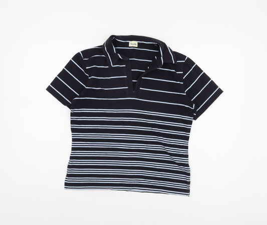 Viyella Women's Black Striped Polo Shirt, Medium
