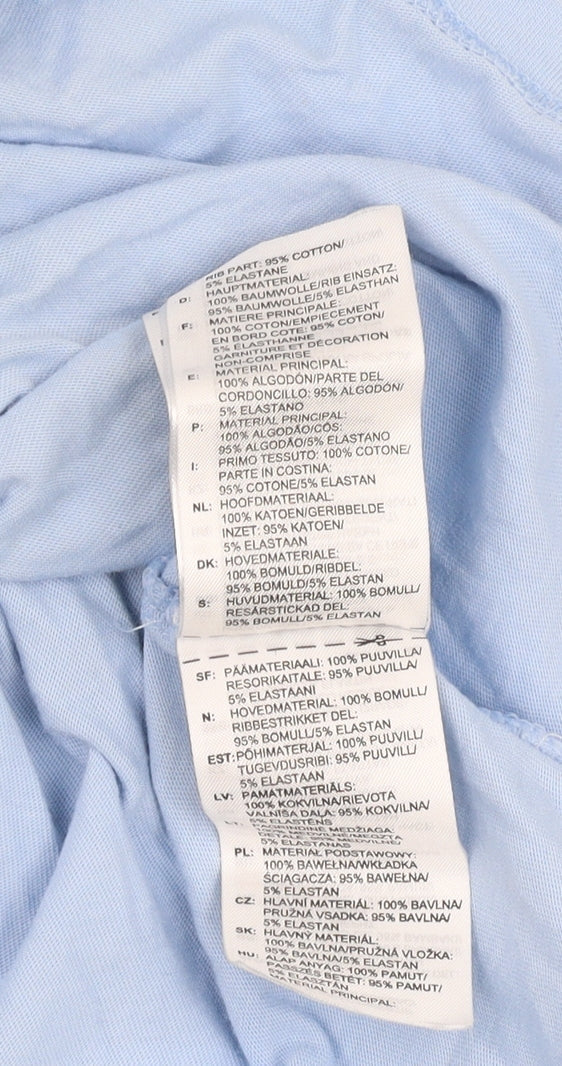 Adidas Boys Blue T-Shirt, Size 176, Logo Accent, Crew Neck