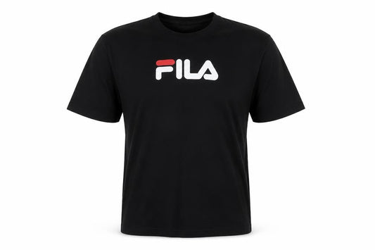 Front view of Fila Men's Black Cotton T-Shirt -, size S, Crew Neck