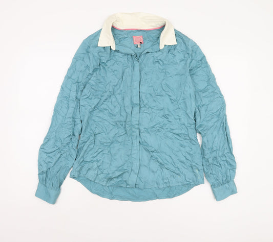 Joules Women's Blue Button-Up Shirt Size 12