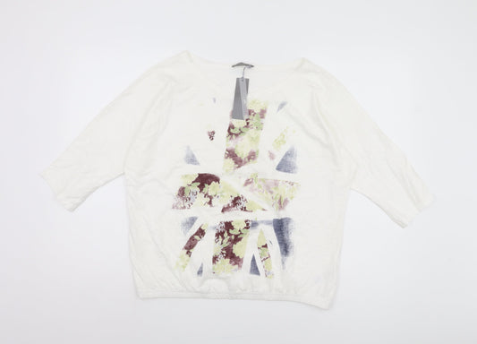 South Women's White T-Shirt Size 16 3/4 Sleeve Cotton