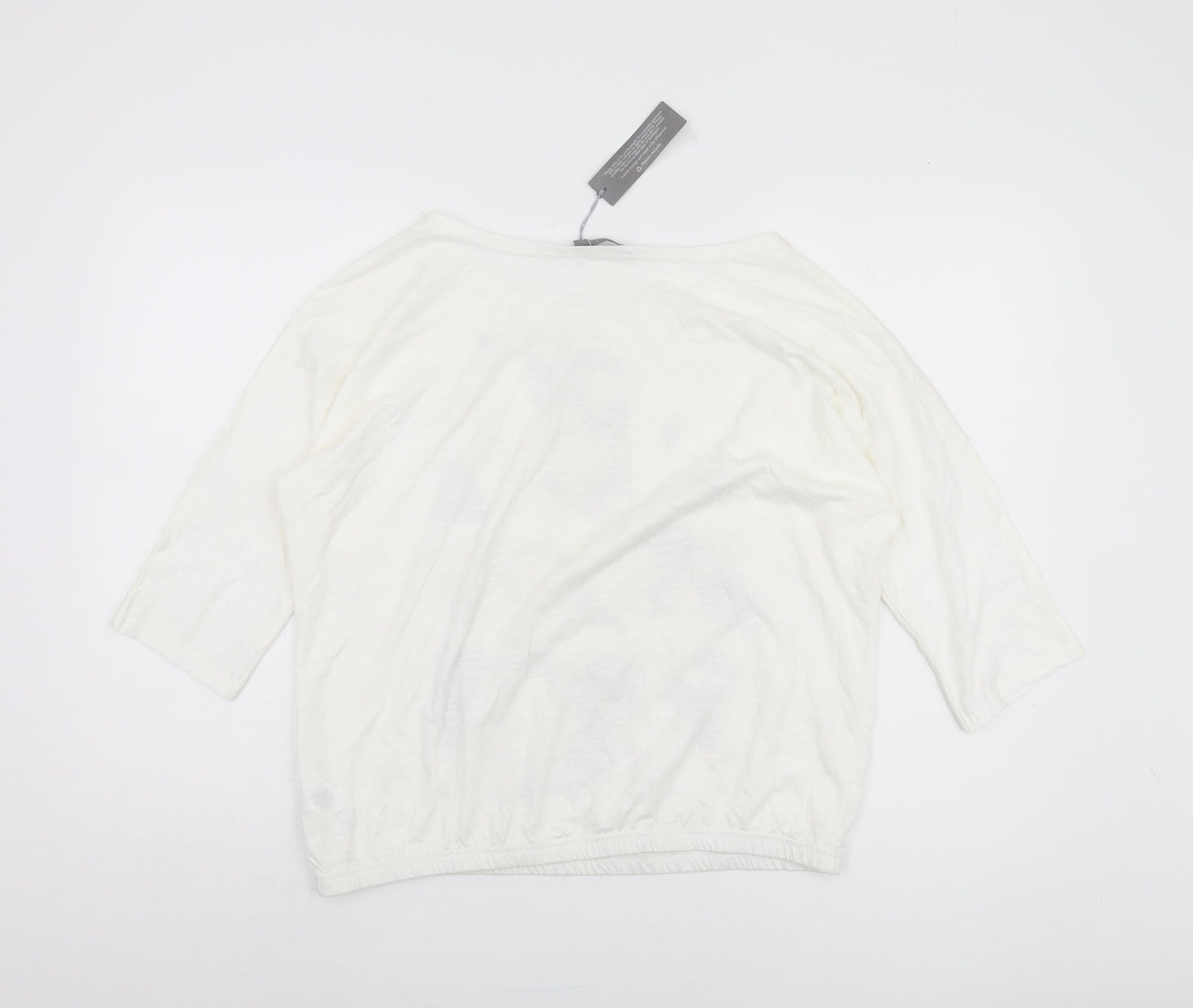 South Women's White T-Shirt Size 16 3/4 Sleeve Cotton