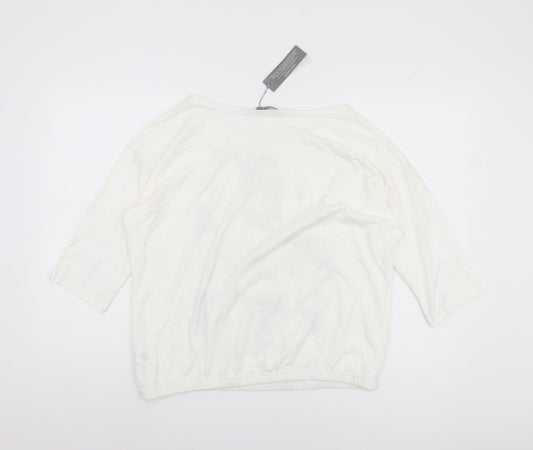 South Women's White T-Shirt Size 16 3/4 Sleeve Cotton