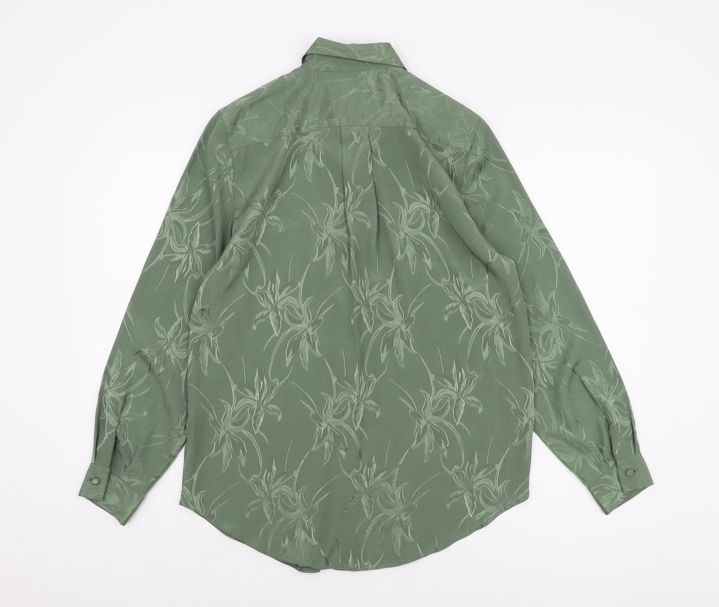 Canda Women's Green Floral Button-Up Shirt Size 10