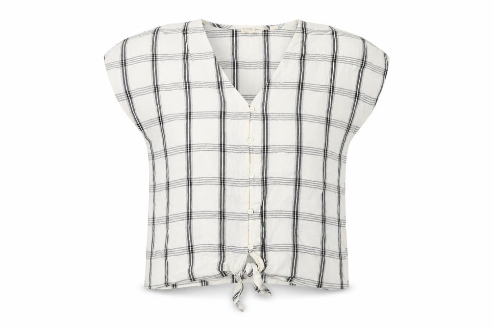 FatFace Women's White Check Blouse - Size 12