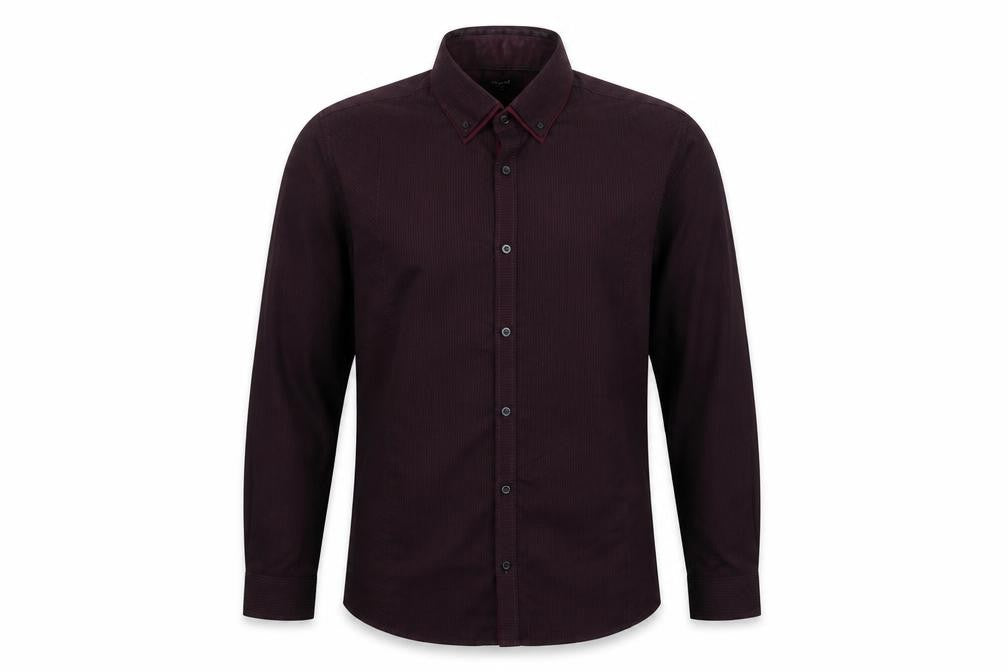 Thomas Nash Men's Purple Striped Long Sleeve Shirt L
