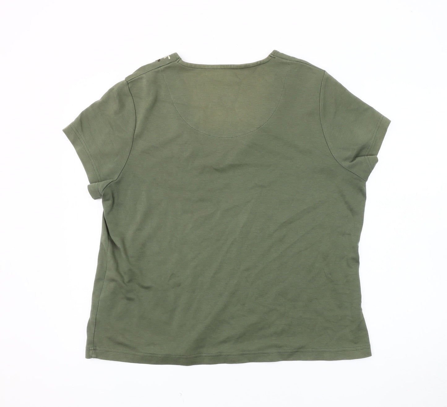 Dash Women's Green V-Neck T-Shirt, Size 20, Embroidered