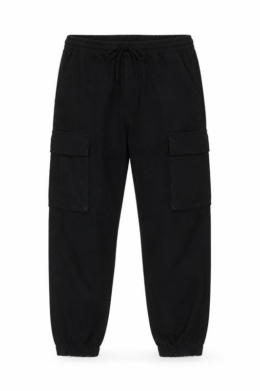 PAZ Italia Men's Black Slim Cargo Trousers, Size 48