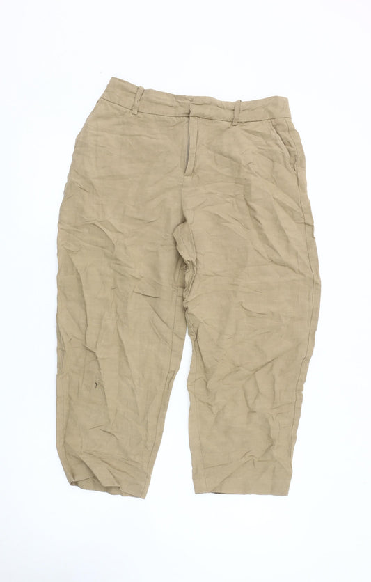 Zara Women's Beige Cropped Trousers - Size M