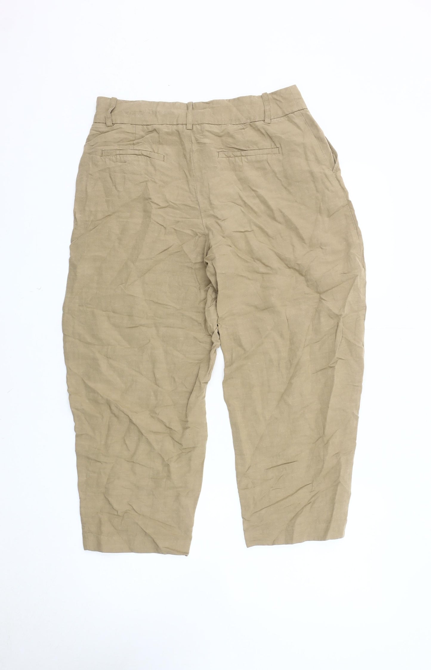 Zara Women's Beige Cropped Trousers - Size M