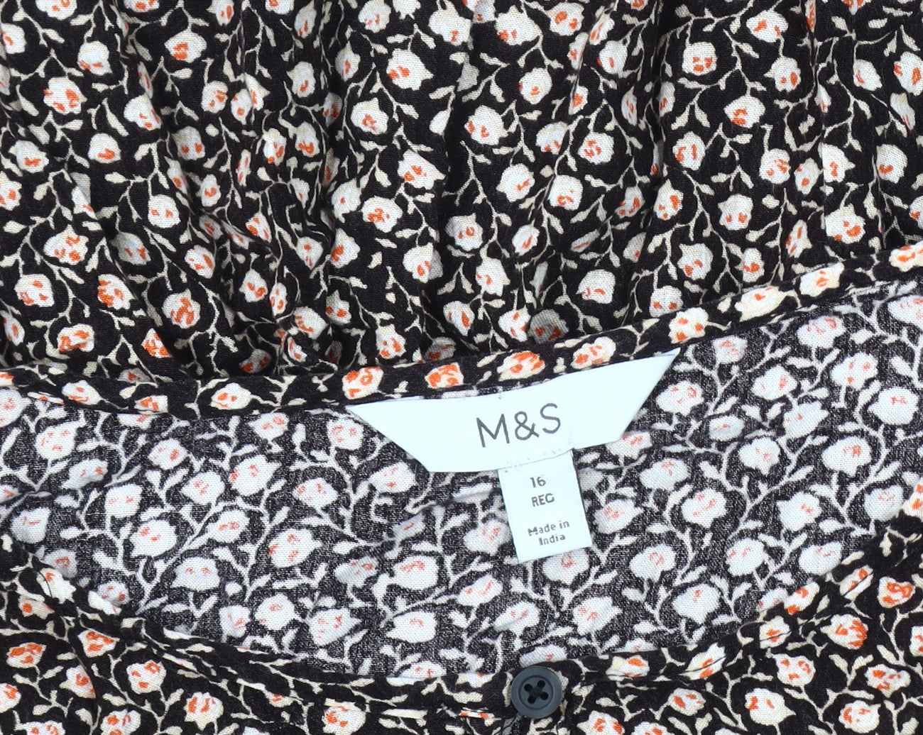 Marks and Spencer Womens Black Floral Blouse Size 16