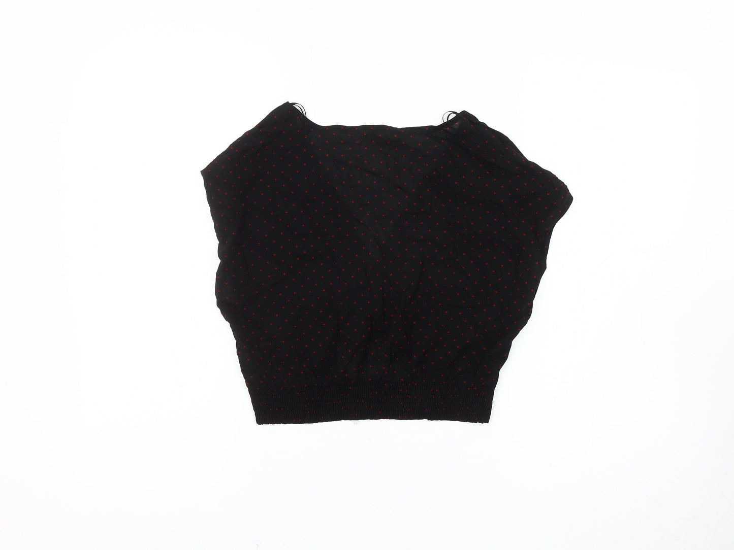 Zara Women's Black Polka Dot Cropped Blouse, Size S