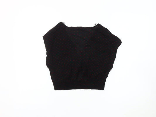 Zara Women's Black Polka Dot Cropped Blouse, Size S