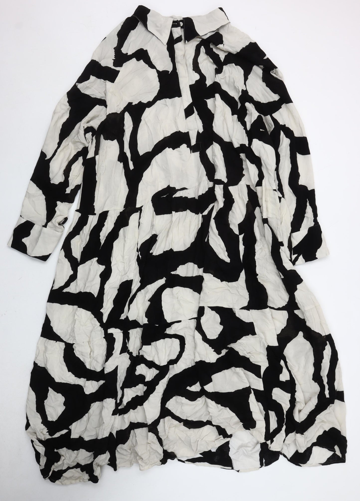 H&M Women's XL Black and White Collared Dress