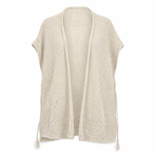 FatFace Women's Beige Cape Jumper M Open-Knit Cotton