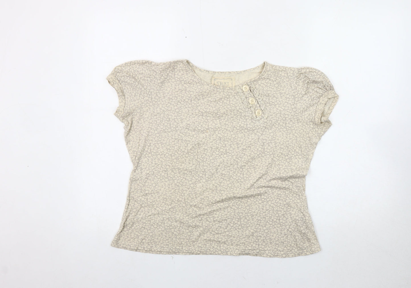 Next Women's Ivory Floral Puff Sleeve Top Size 12
