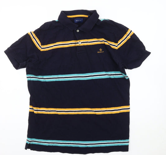 Gant Men's Blue Striped Polo Shirt L - Casual Style