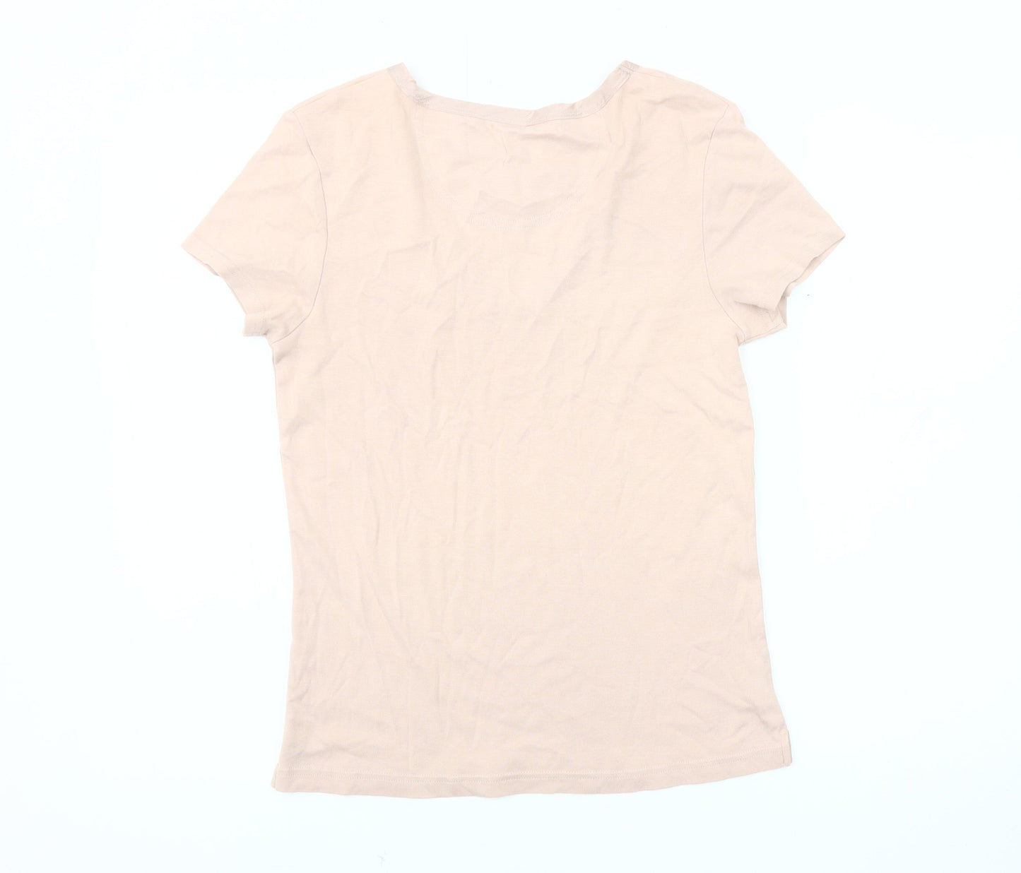 Kew Women's Beige V-Neck T-Shirt, Size M