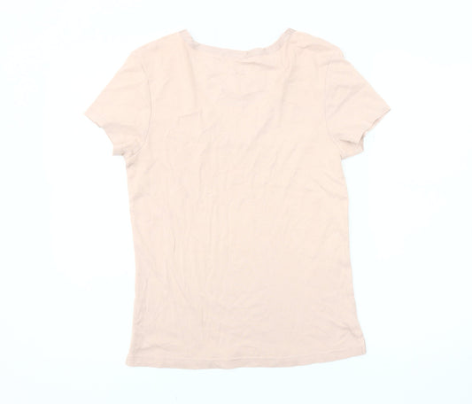 Kew Women's Beige V-Neck T-Shirt, Size M