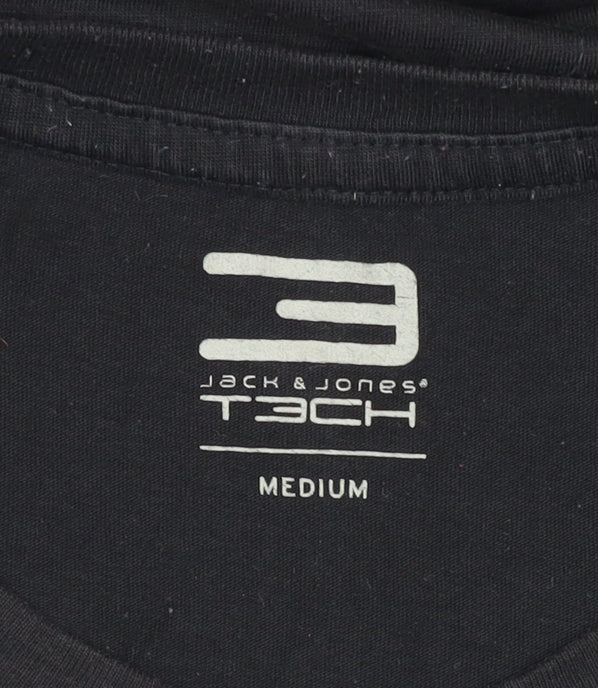 Jack & Jones Men’s Black Medium T-Shirt, Solid Jersey