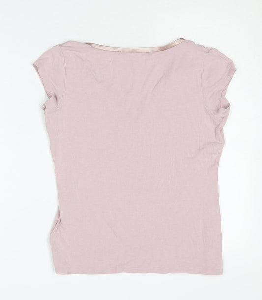 L.K. Bennett Women's Pink V-Neck T-Shirt M