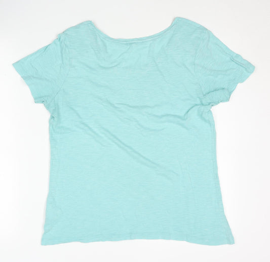 White Stuff Women's Blue Scoop Neck T-Shirt Size 14