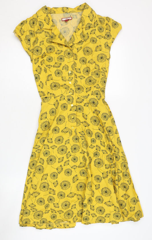 Joe Browns Women's Yellow Floral Shirt Dress Size 12