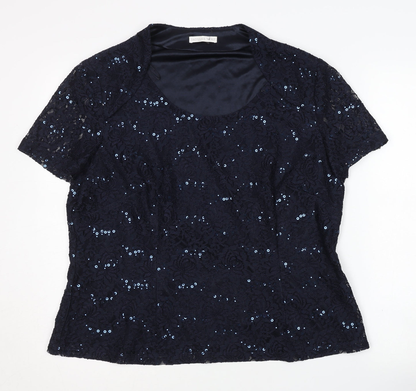Jacques Vert Women's Blue Sequin Blouse, Size 20