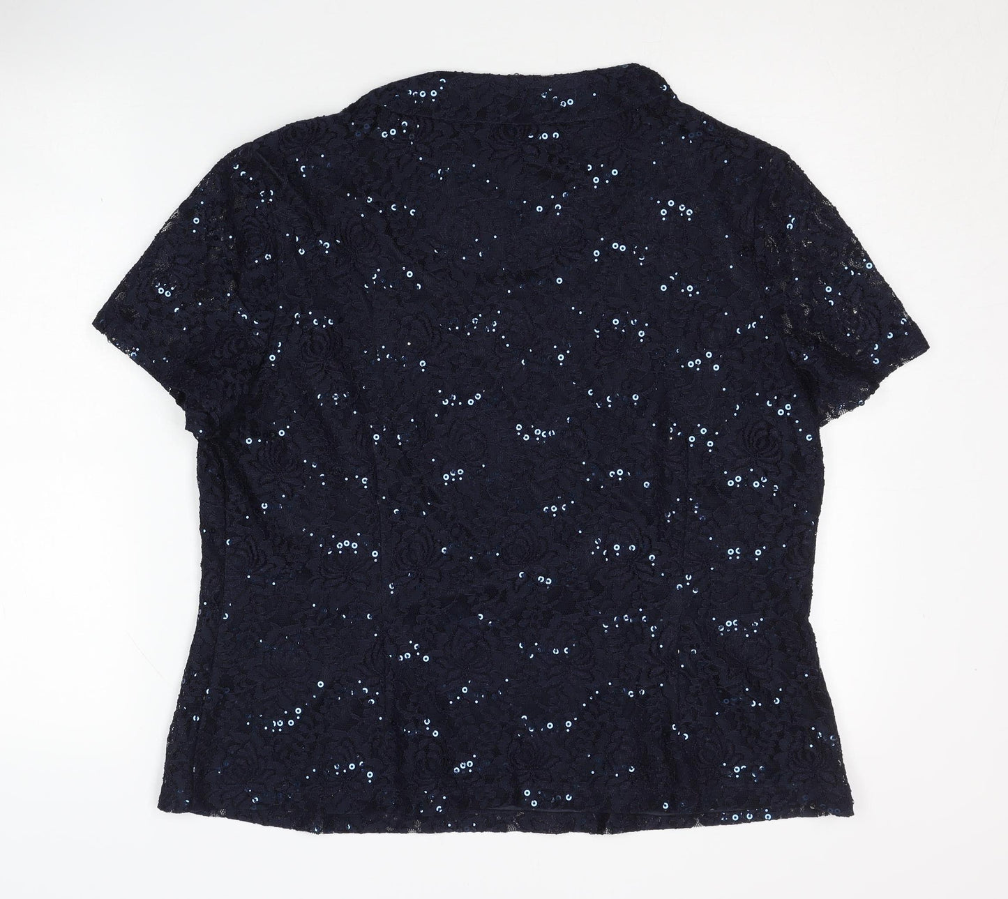 Jacques Vert Women's Blue Sequin Blouse, Size 20