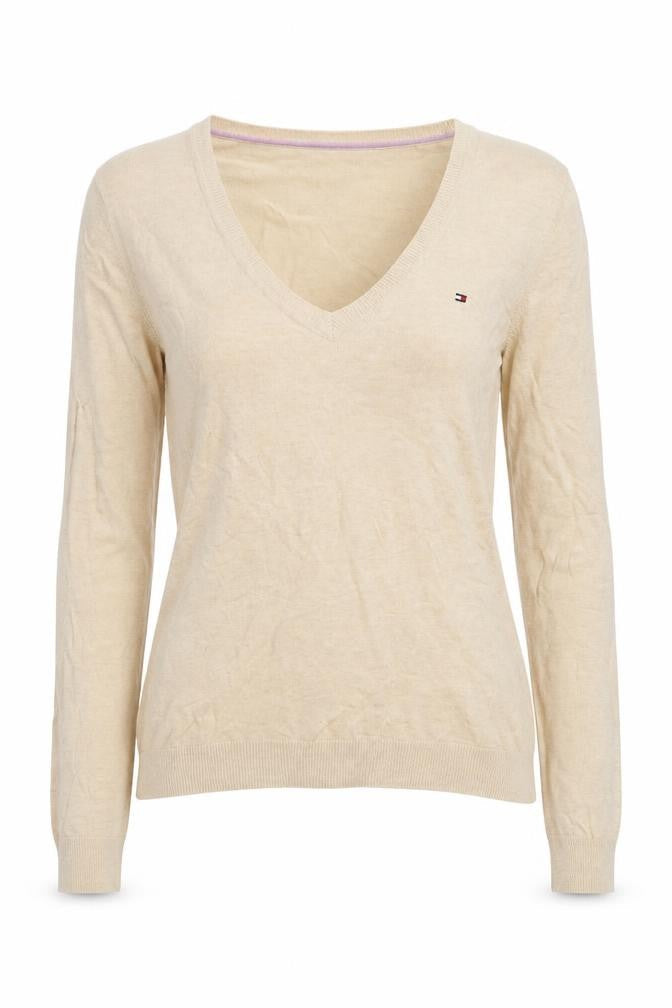Womens UK XS Regular Tommy Hilfiger Beige Pullover Tight-Knit