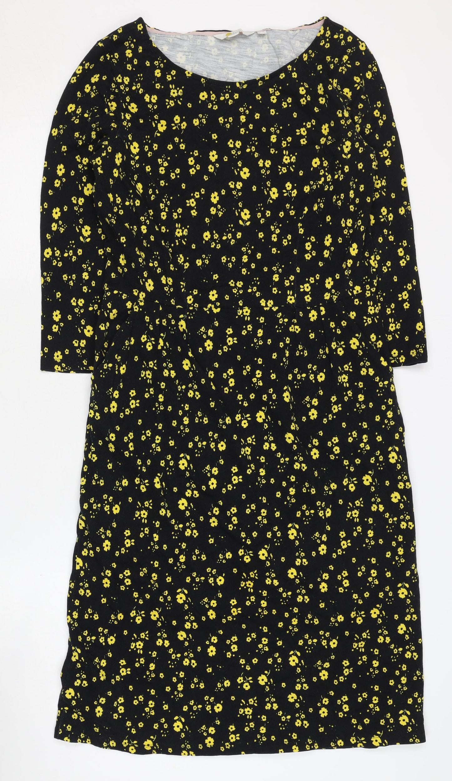 Boden Women's Black Floral Cotton Dress Size 12