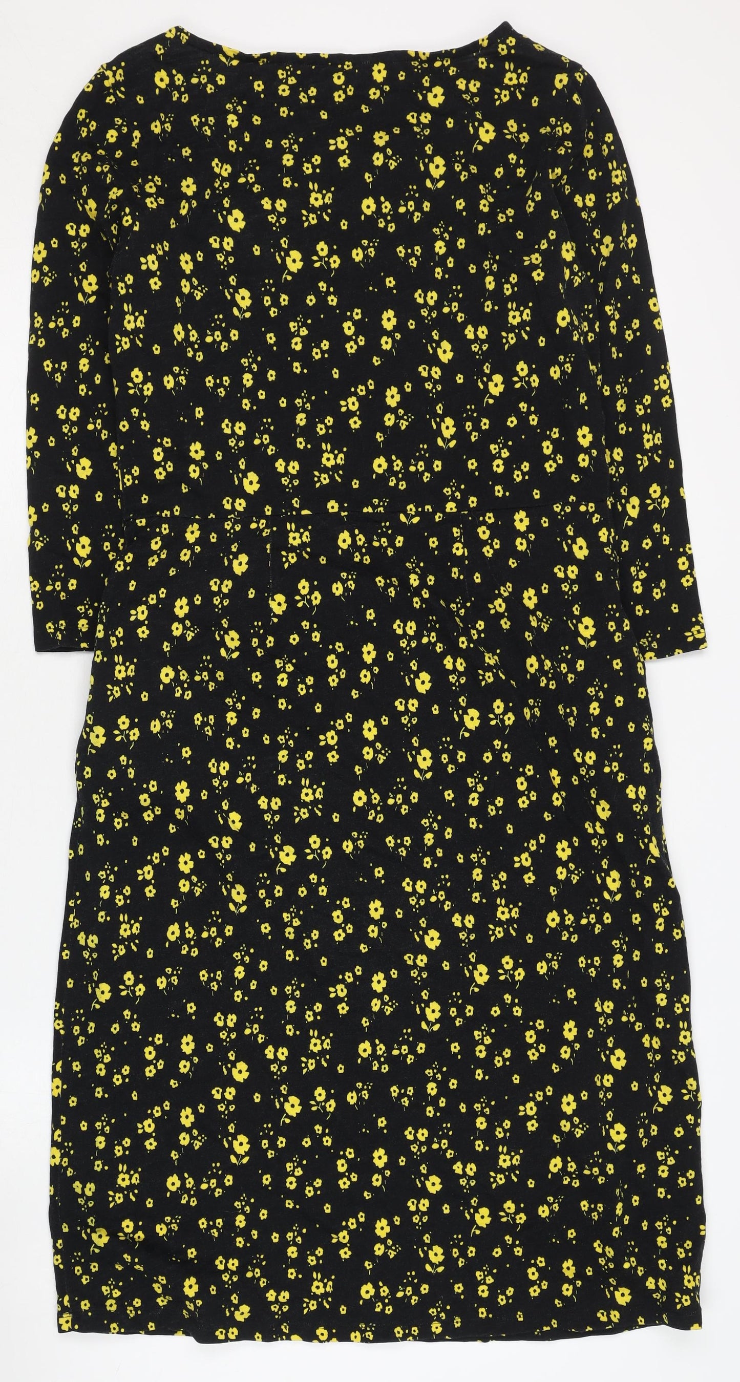 Boden Women's Black Floral Cotton Dress Size 12