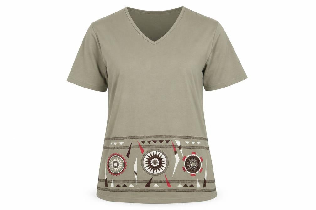 I.B. Diffusion Women's Green V-Neck Aztec T-Shirt S