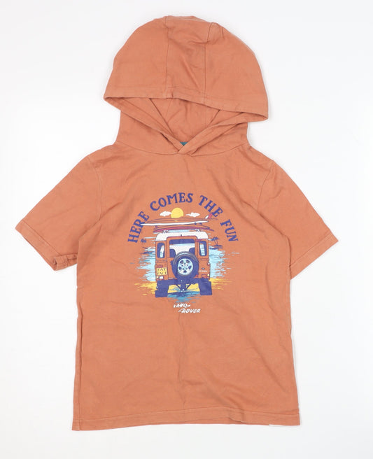 FatFace Boys Orange Hoodie, Size 8-9 Years, Graphic Print