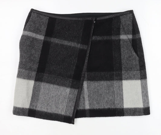 Karen Millen Women's Black Plaid Wool Pencil Skirt Size 12