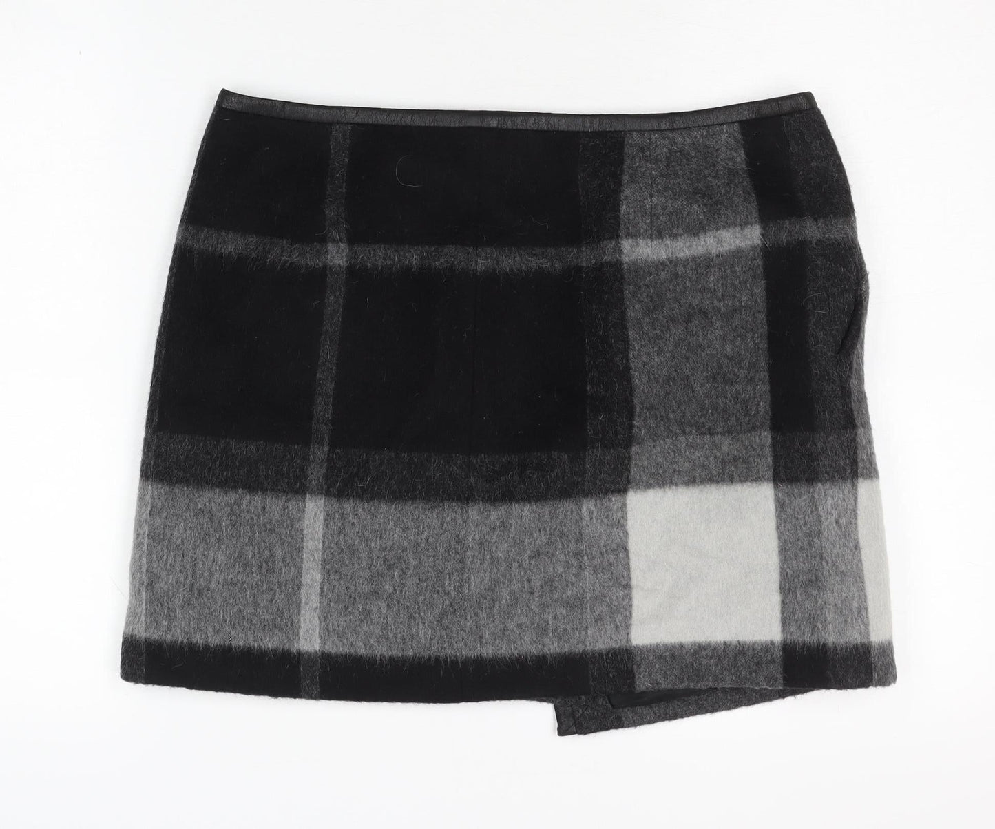 Karen Millen Women's Black Plaid Wool Pencil Skirt Size 12