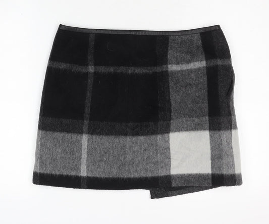 Karen Millen Women's Black Plaid Wool Pencil Skirt Size 12