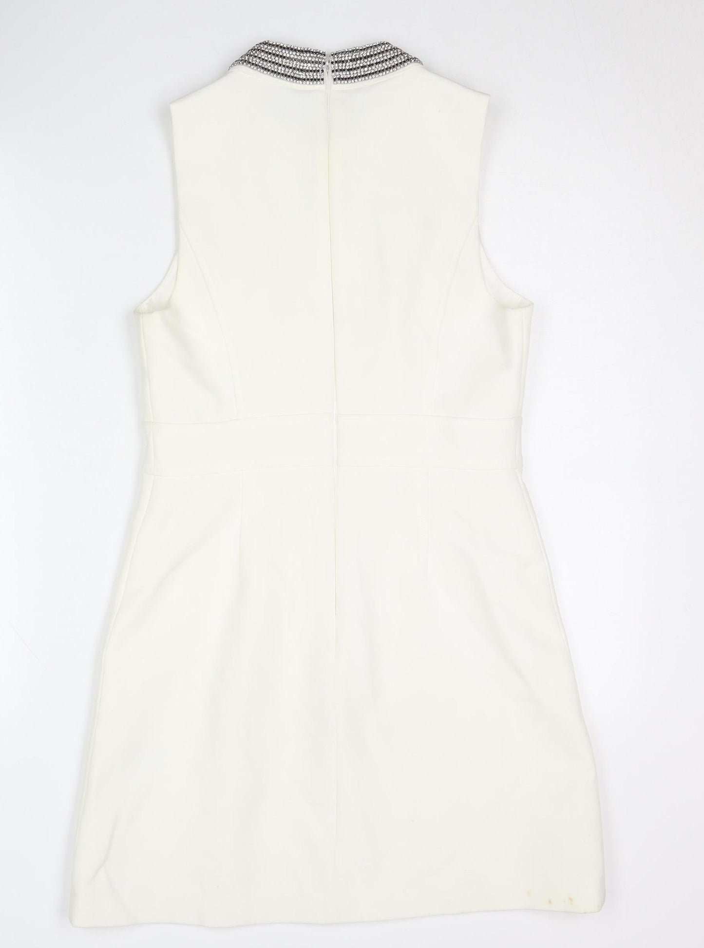 Warehouse Women's Ivory Sheath Dress Size 10 Beaded