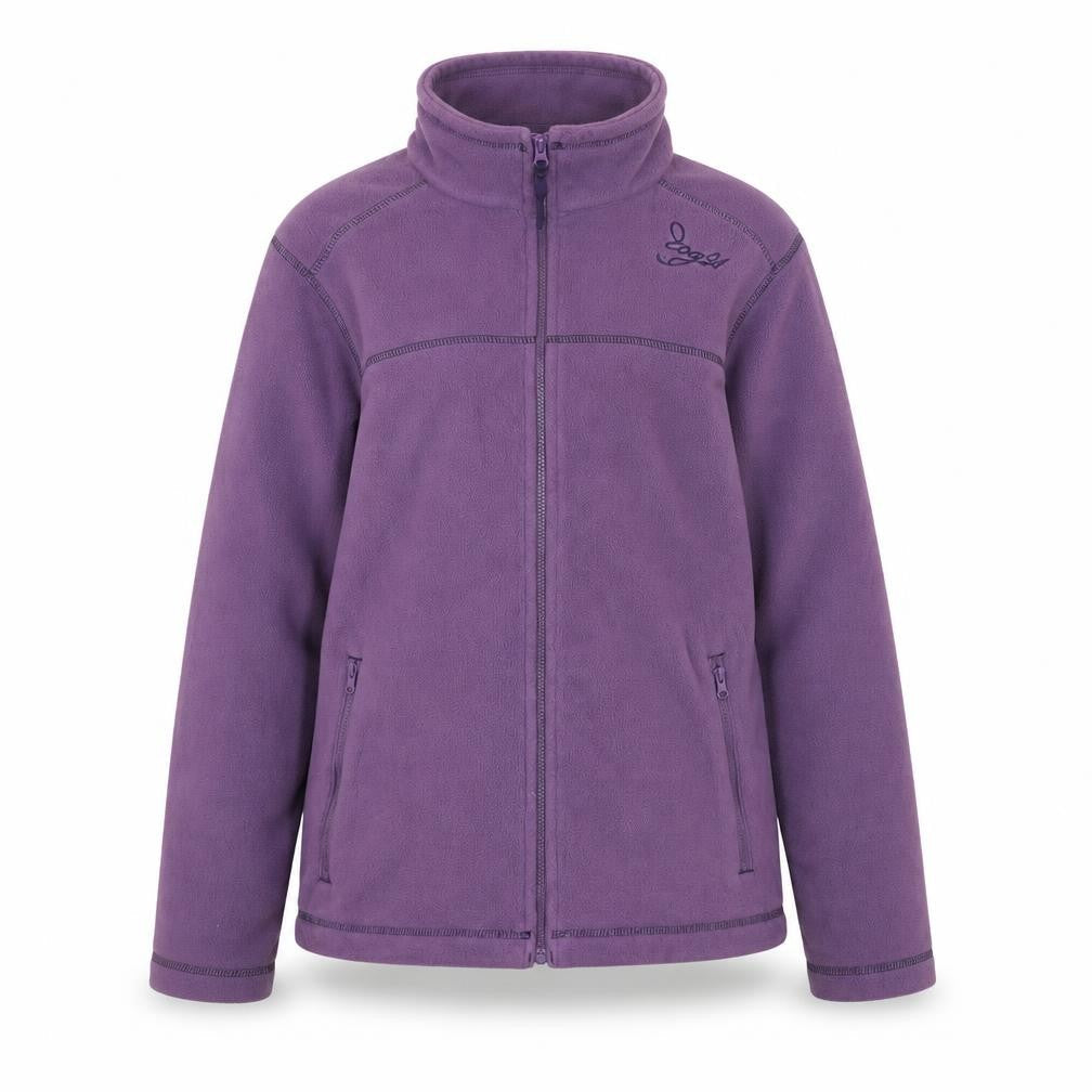 Front view of TOG24 girls’ purple fleece jacket ages 11 years casual