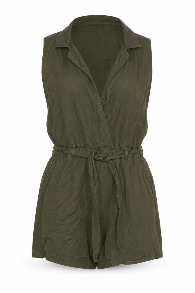 Superdry Women's Green Collared Belted Playsuit S