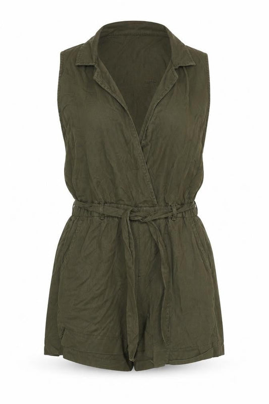 Superdry Women's Green Collared Belted Playsuit S