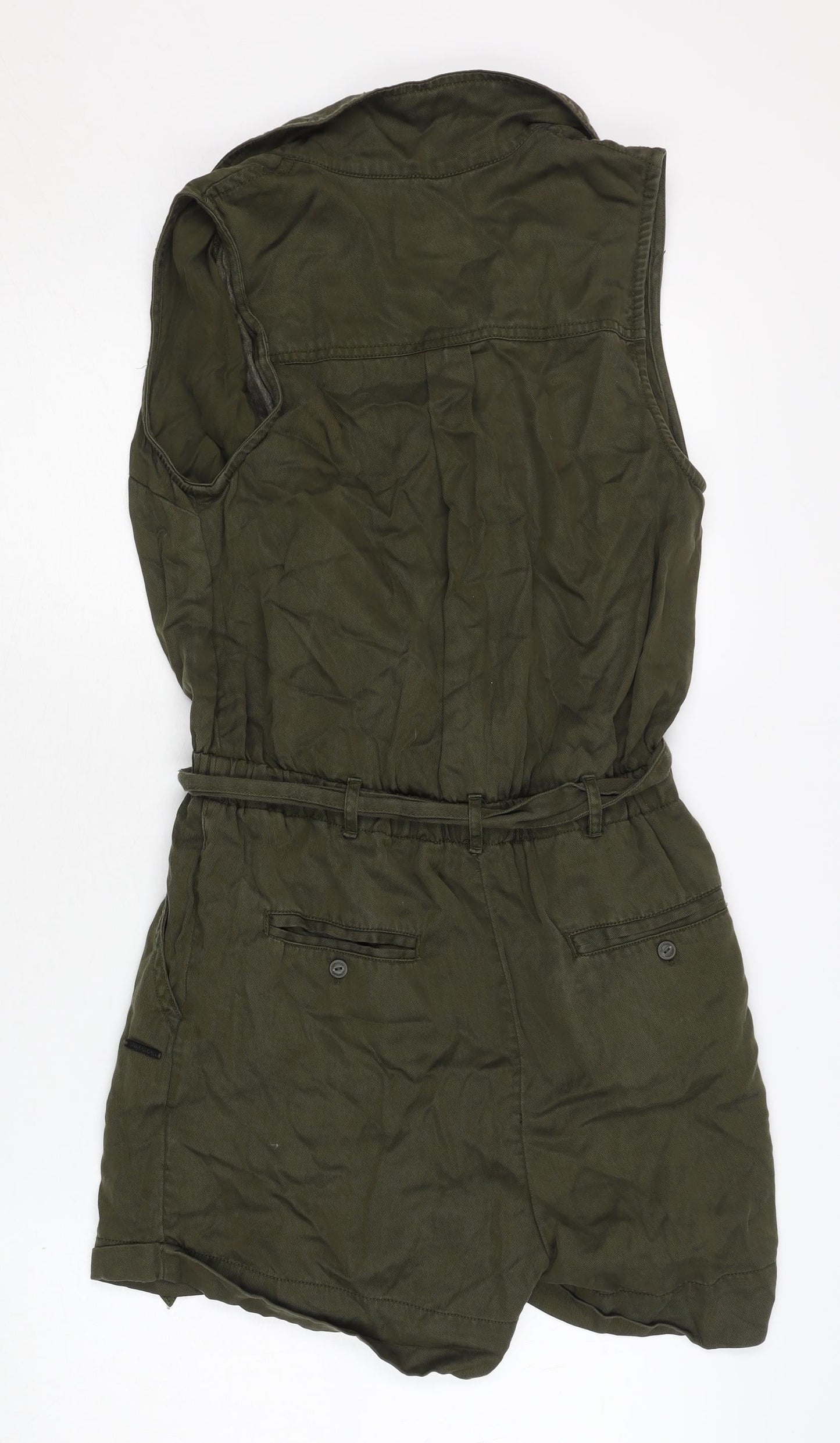 Superdry Women's Green Collared Belted Playsuit S