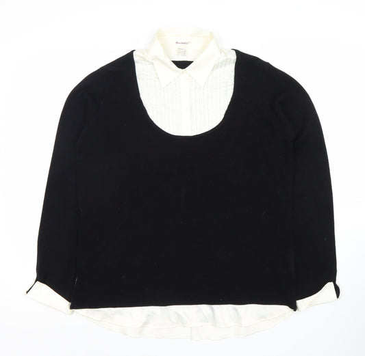 Anne Weyburn Women's Black Scoop Neck Pullover Jumper Size 18/20