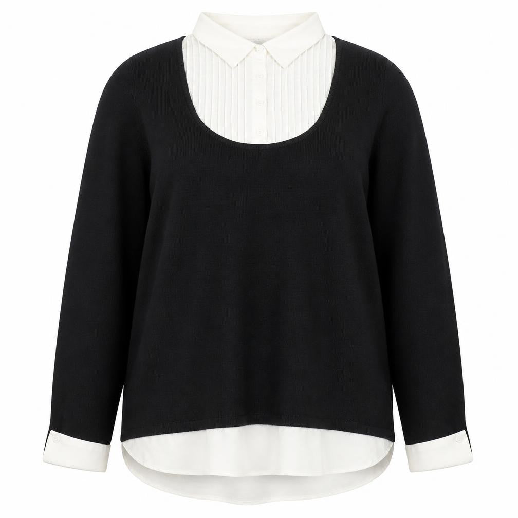 Front view of Anne Weyburn Women's Black Scoop Neck jumper, size 18/20