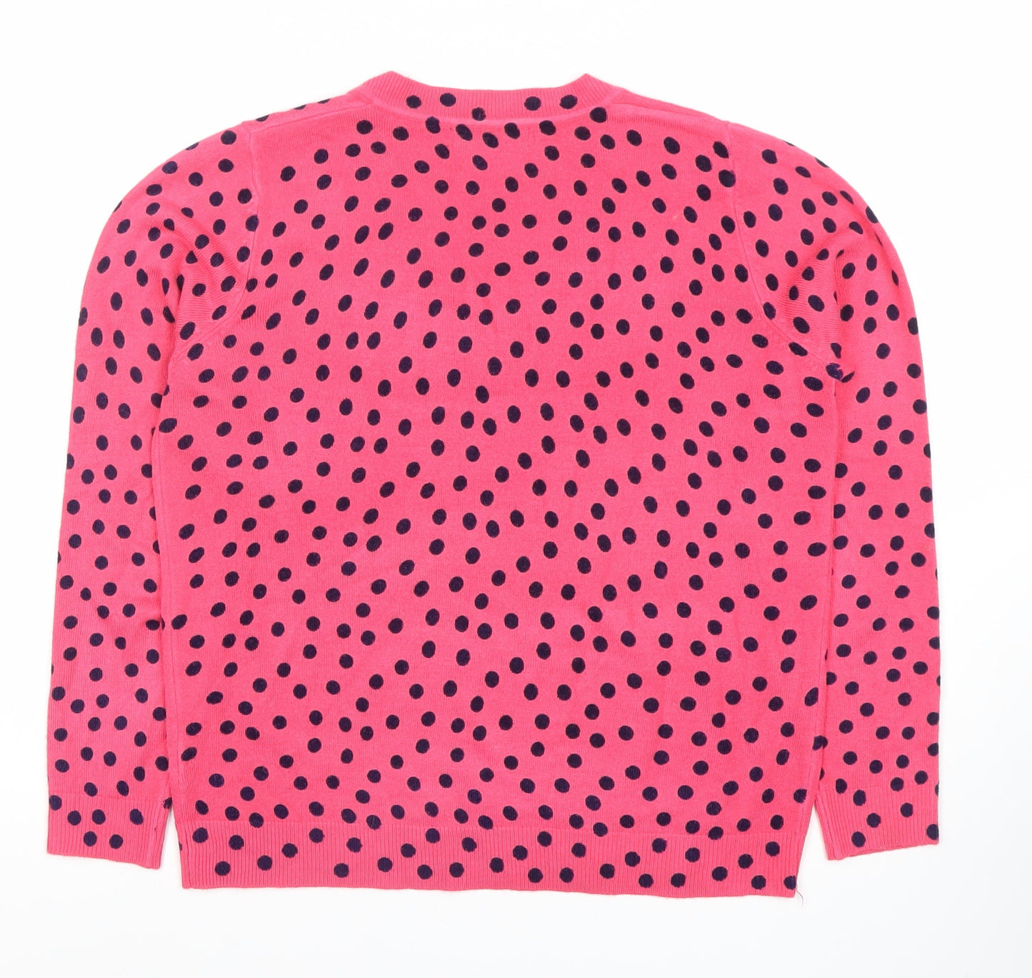Marks and Spencer Women's Pink Polka Dot V-Neck Jumper M